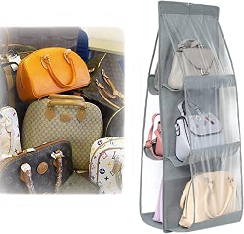 Цизгим Двострана Шестслојна Висечка Торба За Складирање, 6 Џебна Висечка Торба За Чување Чанти, Преклоплива Чанта За Организатор На Чанти
