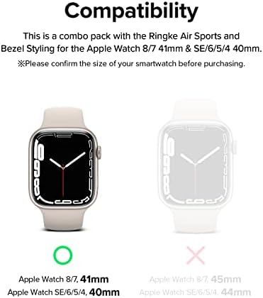 Рингке Воздушни Спортови + Стајлинг на Рамка [Tpu Капак со Рамка Од Нерѓосувачки Челик] Компатибилен Со Серијата Apple Watch 8, 7, SE 2022