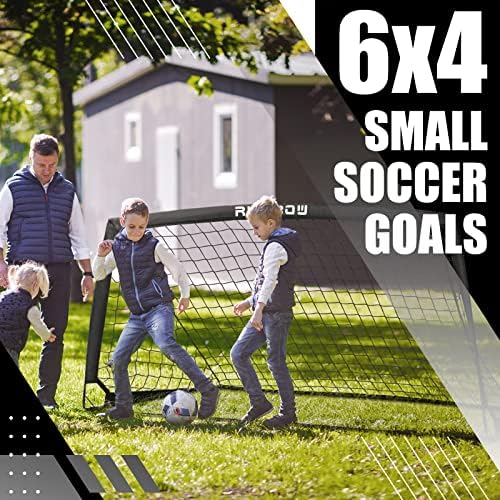 Runbow 6x4 Ft Portable Kids Soccer гол за вежбање во задниот двор Фудбалска мрежа со торба за носење