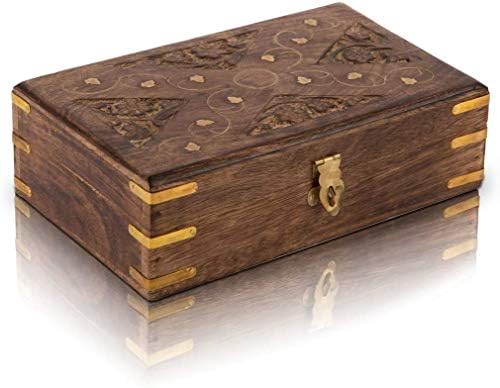 Одлични идеи за роденденски подароци рачно изработени декоративни дрвени накит кутија со бесплатно заклучување и клуч за накит Организатор за чување