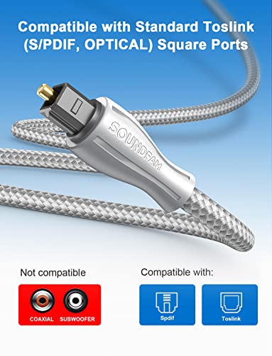 Оптички аудио кабел SoundFam 3FEET/1M TOSLINK Оптички кабел Машки до машки влакна Оптички кабел Hi-Fi звук, траен и флексибилен дигитален