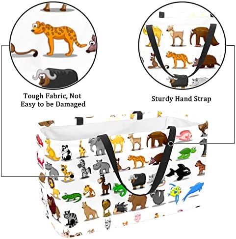 Кошница за еднократно шопинг, симпатична цртана зоолошка градина, преносен преклопен пикник намирници, торбички за перачки за перење