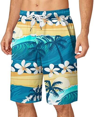 Машка облека за пливање, машка еластична лента за пливање на летни плажа за пливање со џебови Забава за забавни шорцеви на плажа лето