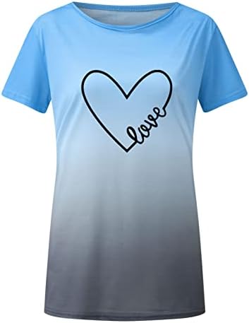 Валентин кошули за жени жени летни врвови графички маички плус големина y2k облека удобна обична кратка ракав екипаж џемпери за печатење