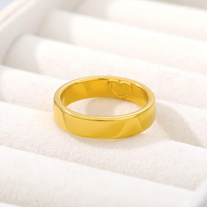 Longените и мажот Longените и мажот ringsвонат во форма на срце, едноставна тркалезна златна накит, двојка свадба ангажман најдобро - злато - 8