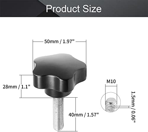 Затегнување на копчето за затегнување на копчето Othmro Star 50 mm dia m10x50mm машки конец за прицврстување на копчињата за затегнување на раката за затегнување на раката 1 пар