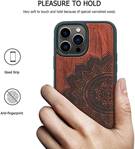 Ateeky iPhone 13 Pro Max Wood Case, мек TPU Silicone Cover Hybrid Slim Cover за iPhone 13 Pro Max