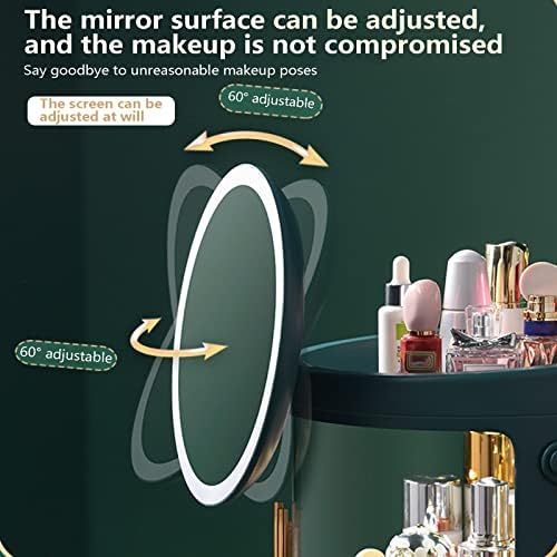 Вефсу ПРЕДВОДЕНА Од Огледало Козметичка Кутија За Складирање Голем Капацитет За Нега На Кожата Маса За Облекување Домашно Складирање