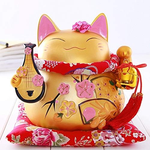 Замтак 8 инчи Златен керамички керамички манеки неко украс Луте абакус дизајн среќа мачка пари кутија фигура дома украс богатство