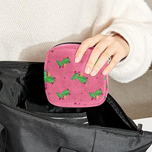 Санитарна торба за складирање на салфетки, зелена кактус цвет розова преносна менструална подлога торба за тинејџери продавници за