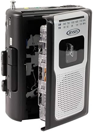 Jensen CR-100 Ретро преносен преносен AM/FM радио личен касета плеер Компактен дизајн на лесен дизајн стерео AM/FM радио касети плеер/рекордер