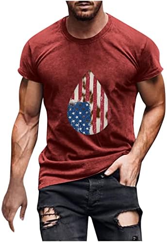 Американски 1776 кошула мажи одмори на празници потресено американско знаме Патриотски кошули со кратки ракави за независност маица