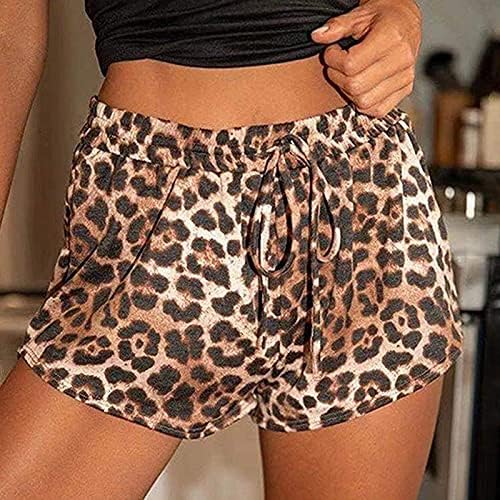 Вклучување шорцеви леопард печати џемпери за еластични половини за влечење јога панталони со низок пораст џемпери права на нозе