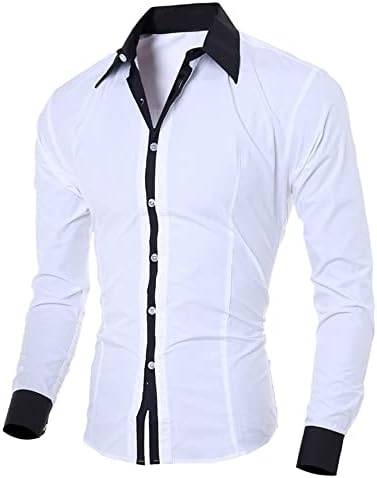 Машки кошули за фустани Класично се вклопуваат копче со долг ракав надолу со цврста удобна обична двојка кошула деловна формална работа