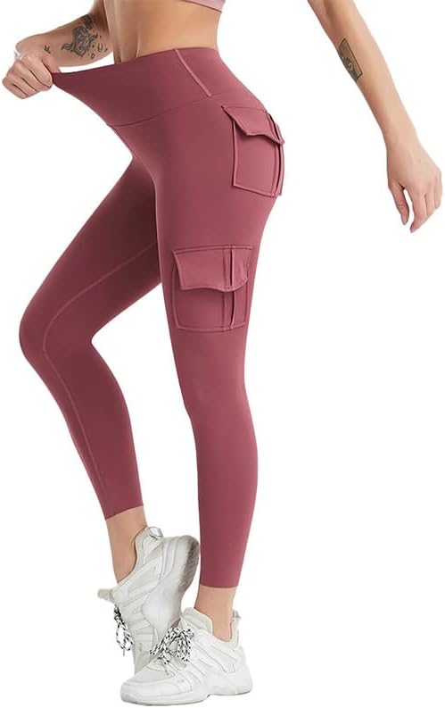 ГЕСАОФА Јога панталони со џебови за жени со висока половината за контрола на стомакот не гледаат преку фитнес панталони за вежбање
