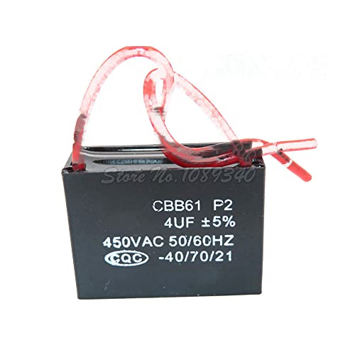 5PCS CBB61 4UF Почетна капацитивност AC вентилатор на вентилатор 450V 4UF CBB мотор за извршување на кондензатор