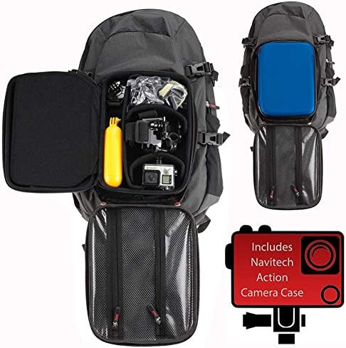 Ранец на ранец на фотоапаратот Navitech Action и сина боја со интегрирана лента за градите - компатибилен со SJCAM SJ6K 4K WiFi Акционата
