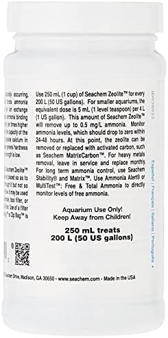 Seachem Зеолит Морски &засилувач; Слатководни Врзувачки Агент-Амонијак и Тешки Метали 250 mL