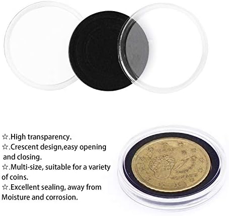 СПЛФ 100 парчиња капсули со монети од 30мм и 5 големини го заштитуваат држачот на држачот за монети со пластична кутија за организатор за складирање