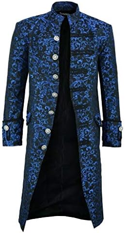 Копче за мажи мода Steampunk Гроздобер јакна од врата, готски долг ретро капут