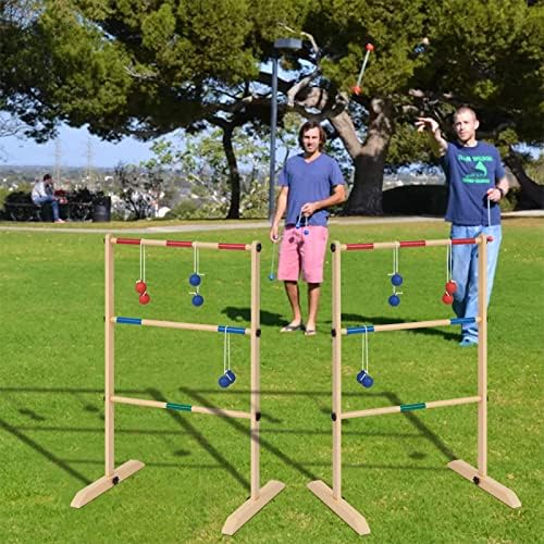 Kintness Solid Wood Ladder Foss Foss Golf Ball Game Set, Landder Ball Wooden Set со 6 бола за голф бола и носење куќиште, игра на