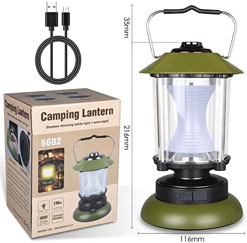 Uniquefire LED LED фенер за полнење Фенер за кампување 3600mAh, High Lumens hurricane Flinter 2 режими Кул/топла прилагодлива светлина за