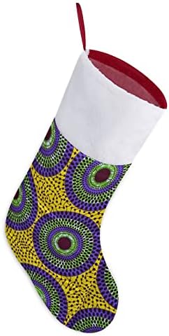 Африканска анкара шема Божиќно порибување Божиќно дрво камин виси чорапи со кратка кадифен манжетна за украсување за домашен одмор
