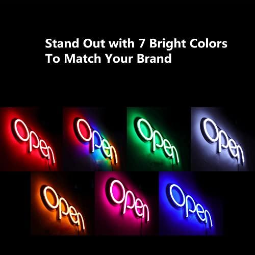 LED отворен знак, 16x6 инчен отворен знак за бизнис, со повеќе режими на трепкање, идеален за ресторан, бар, салон и повеќе, 24V/1A