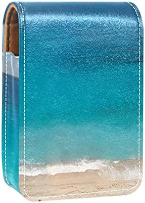 Мини Кармин Случај Со Огледало За Чанта, Плажа Океан Песок Морска Вода Пренослив Случај Носителот Организација