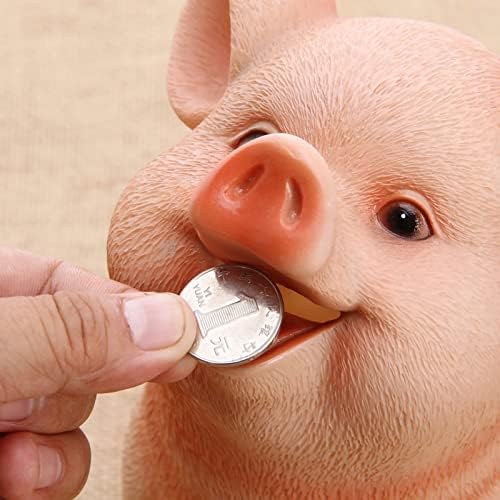 Piggy Bank за возрасни, Mini Piggy Bank, Девојки, Пинк свиња, еколошки цртан филм од смола, свинче банка за монети за момчиња, тегла за