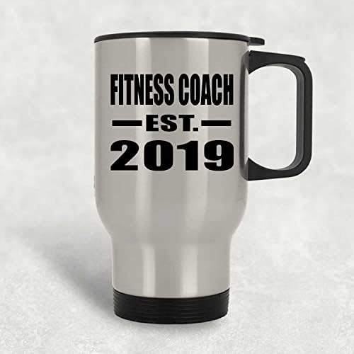 Дизајн на фитнес тренер воспоставен EST. 2019 година, Сребрен пат за патување 14oz Изолиран од не'рѓосувачки челик, подароци
