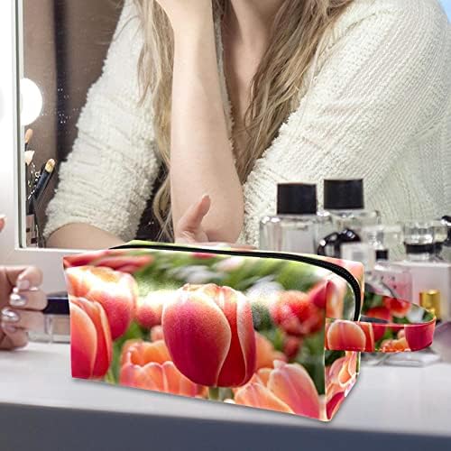 Преносни Патни Торби За Шминка Козметички Организатор Тоалетни Кеси За Жени И Девојки Црвени Портокалови Лалиња