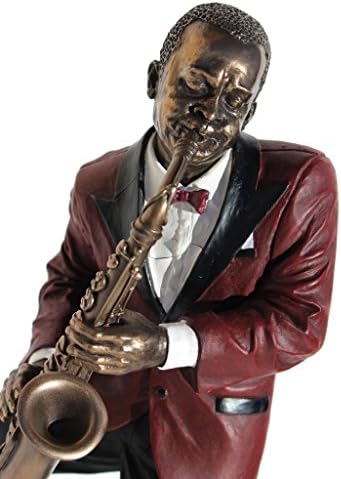 Афроамерикански џез бенд алто саксофон ладна бронзена статуа фигура 10 3/8 инчи висока
