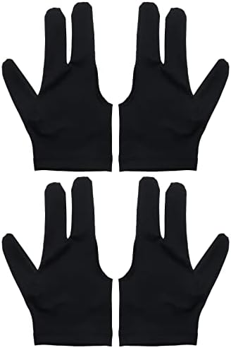 4pcs Билијард ракавици Три прсти за прсти на прсти за билијард базени нараквици за жени мажи леви и десни додатоци за билијард најлон црно
