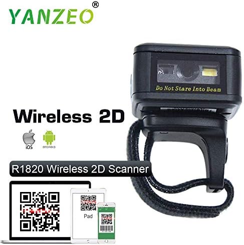 Јанзео преносен прстен за носење R1820 2.4G 2D мини бар код за скенер Bluetooth 380MA батерија компатибилна за iOS/Android