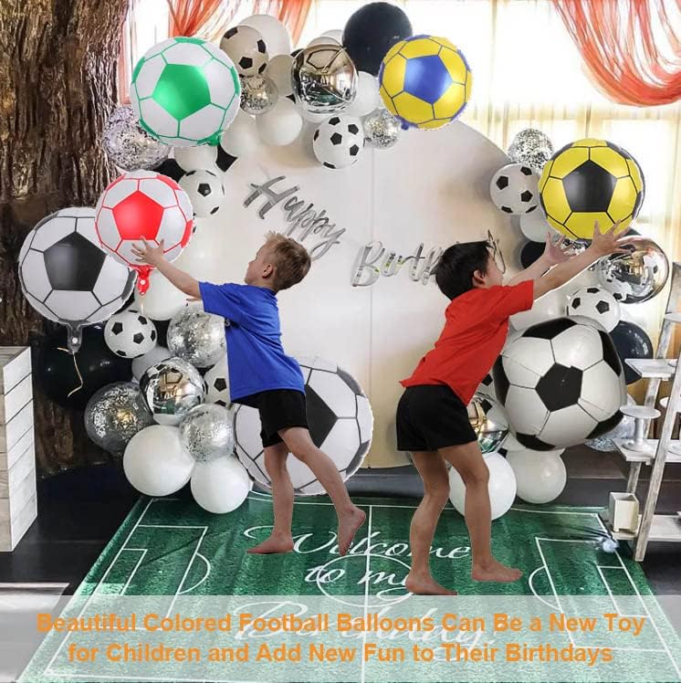 10 парчиња фудбалски балони, сет на балони со фудбалски балони, 18 -инчни тркалезни балони со фудбалски топки, украси за фудбалска