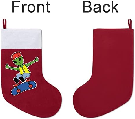 Алиен ги сака скејтборд црвени Божиќни празници за домашни украси за Божиќно дрво Камино виси чорапи