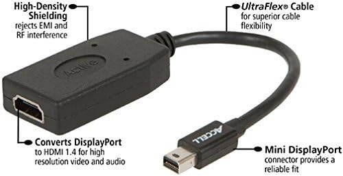 Accell MDP до HDMI адаптер - Mini DisplayPort 1.2 до HDMI 1.4 Активен адаптер - 4K UHD@30Hz, 1920x1080@120Hz, 2560x1600@60Hz