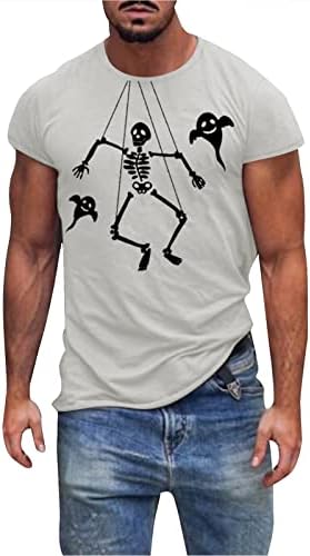 Beuu Ноќта на вештерките врвови за мажи, буква со кратки ракави со мускули, печатење смешна графика за вежбање на вратот, дизајнер на лежерна маичка