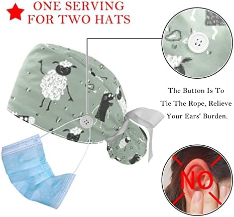 Прилагодлива чистачка буфант капа 2 пакувања психоделична боја на капа за коса со капаче за торбичка за конска опашка хируршка