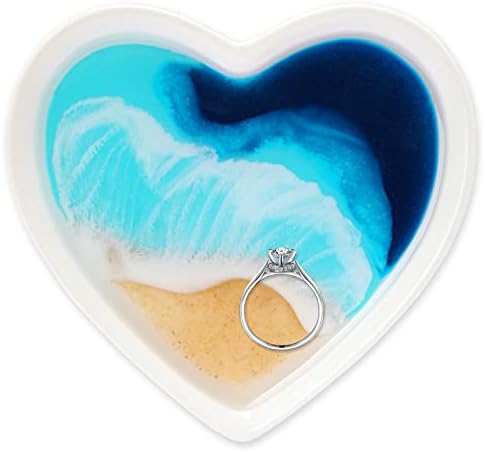 Океан накит Подарок подарок за жени плажа прстенест сад керамички смола, чинија за куќиште за накит, ангажман венчаница, држач за прстен,