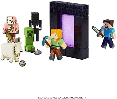 Minecraft Стив Акција Слика, 3.25-во, со 1 Изградба-А-Портал парче &засилувач; 1 Додаток, Градење Играчка Инспириран Од Видео Игра,
