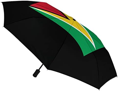 Знаме На Гвајана Патувачки Чадор Ветроупорен 3 Набори Автоматски Отворен Затвори Преклопен Чадор За Мажи Жени