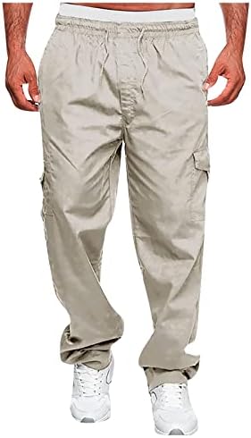Машка брза суво истегнување панталони со комбинезони со панталони за пешачење со повеќе џебни панталони со памук со џебови со џебови