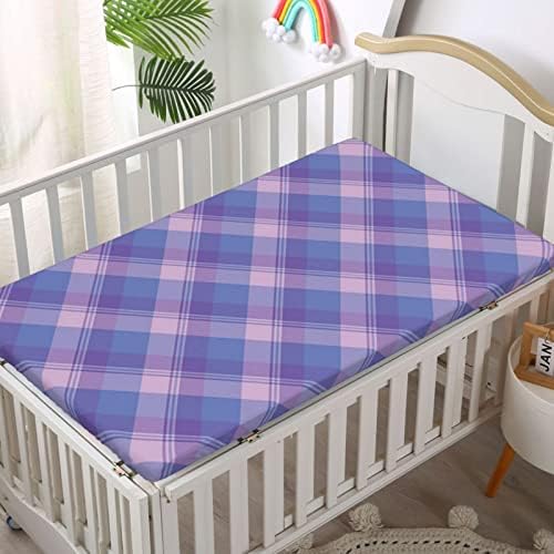 Виолетова тематска вградена креветче за креветчиња, стандарден сад за душек за креветчиња, мек дете за дете, наместена за момче или соба