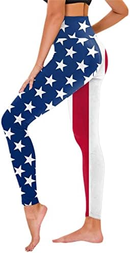 Хеланки со висок Струк За Денот На Независноста На Жените Без Проѕирна Атлетска Контрола На Стомакот Панталони За Вежбање Знаме НА САД