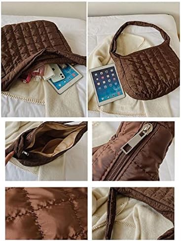Женска Ватирана Торба За Рамо Обложена Торбичка Со Голем Капацитет Чанта За Скитници Лесна Најлонска Чанта За Полнење