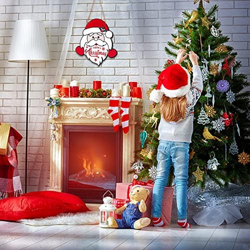 Божиќ Дедо Мраз виси дрво wallид знак Рустикален Божиќни влезни украси со 3 парчиња цртан филм дрво Дедо Клаус магнети прозорец
