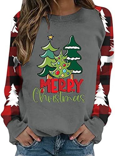 Akollsppnsy женски плус големина џемпери на големина Среќни Божиќни лажички кошули на вратот топли преголеми деловни обични врвови