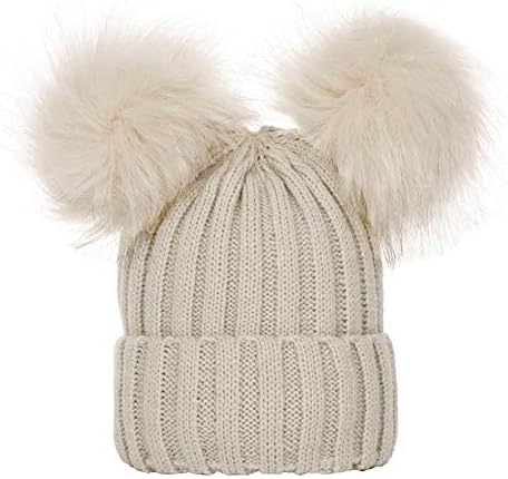 Плетена капа на мостра за мочуришта пилоти капи бебе момчиња девојки зимска цврста боја двојна фризура топла капа мода симпатична топла капаче